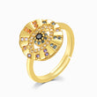 Load image into Gallery viewer, Multicolored Stone Evil Eye Gold Adjustable Ring
