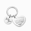 Load image into Gallery viewer, Personalized calendar siilver keychain on a white background
