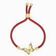 Load image into Gallery viewer, Adjustable golden butterfly string bracelet in a white background
