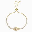 Load image into Gallery viewer, Hamsa Hand Crystalline Gold Chain Bracelet
