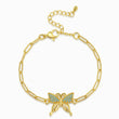 Load image into Gallery viewer, Butterfly charm gold plated bracelet in a white background
