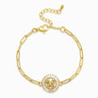 Load image into Gallery viewer, Multicolored Crystal butterfly charm gold plated chain bracelet in a white background

