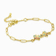 Load image into Gallery viewer, Multicolored twin butterfly charm gold chain bracelet in a white background
