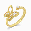 Load image into Gallery viewer, Diamond Studded Butterfly Adjustable Gold Ring in a white background
