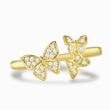 Load image into Gallery viewer, Diamond Studded Triple Butterfly Adjustable Ring in a white background
