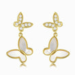 Load image into Gallery viewer, White Pearl Butterfly Drop gold plated Earrings
