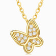 Load image into Gallery viewer, Diamond Butterfly Gold Pendant Necklace in a white background
