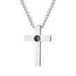 Load image into Gallery viewer, Personalized Memorial Cross Projection silver Necklace on a white background( pendant closer look)
