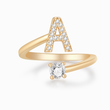 Load image into Gallery viewer, gold To My Daughter Personalized Name Initial Ring on a white background
