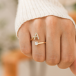 Load image into Gallery viewer, gold To My Daughter Personalized Name Initial Ring on a model&#39;s finger
