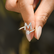 Load image into Gallery viewer, gold To My Daughter Personalized Name Initial Ring held between a model&#39;s fingers
