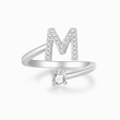Load image into Gallery viewer, silver To My Daughter Personalized Name Initial Ring on a white background
