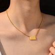 Load image into Gallery viewer, A model wearing 333 angel number pendant gold necklace
