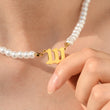 Load image into Gallery viewer, 111 angel number pearl gold necklace
