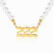 Load image into Gallery viewer, 222 angel number pearl gold necklace
