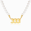 Load image into Gallery viewer, 333 angel number pearl gold necklace
