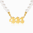 Load image into Gallery viewer, 444 angel number pearl gold necklace
