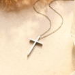Load image into Gallery viewer, To My Son Pray Through It Cross Necklace | SVANA Design placed on a beige background
