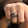 Load image into Gallery viewer, Female model wearing Mom of an Angel Personalized Wing Ring on her ring finger
