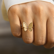 Load image into Gallery viewer, A model wearing To My Daughter Sculpted Butterfly Ring

