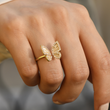 Load image into Gallery viewer, A close-up of a model wearing To My Daughter Sculpted Butterfly Ring
