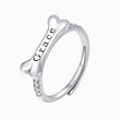 Load image into Gallery viewer, Customized Dog Bone Silver Ring on a white background in a different angle
