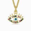 Load image into Gallery viewer, Multicolored Lashed Evil Eye Pendant

