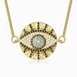 Load image into Gallery viewer, Evil Eye Medallion Gold Tone Pendant
