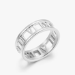 Load image into Gallery viewer, Silver To My Granddaughter, Personalized Roman Numerals Ring on a white background
