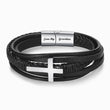 Load image into Gallery viewer, To My Grandson Pray Through It Leather Silver Cross Bracelet

