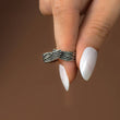 Load image into Gallery viewer, To My Daughter Personalized Angel Wing Ring held between a model&#39;s fingers
