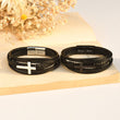 Load image into Gallery viewer, black and white To My Son Love You Forever Cross Bracelet on top of an open book
