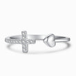 Load image into Gallery viewer, Love + Faith Heart &amp; Cross Ring on a white background
