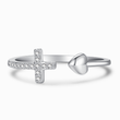 Load image into Gallery viewer, To My Granddaughter, Pray Through It Heart And Cross Ring on a white background
