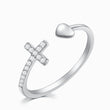 Load image into Gallery viewer, To My Daughter Heart And Cross Silver Ring
