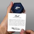 Load image into Gallery viewer, Dad, You Walk Beside Me Everyday Plume Ring inside a hexagon box with a personalized message card
