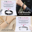 Load image into Gallery viewer, To My Grandson and Granddaughter, I Will Always Be With You bracelets offered in bundle being worn by model on their wrists
