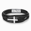 Load image into Gallery viewer, Leather Cross Bracelet on white background
