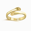 Load image into Gallery viewer, Personalized Family Hug Gold Ring isolated on a white background
