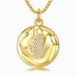 Load image into Gallery viewer, Round Medallion Hamsa Hand Pendant
