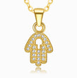 Load image into Gallery viewer, White Stone Hamsa Hand Pendant
