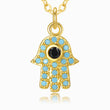 Load image into Gallery viewer, Turquoise Stone Hamsa Hand Pendant

