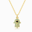 Load image into Gallery viewer, Turquoise Stone Hamsa Hand Necklace
