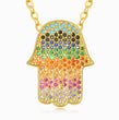 Load image into Gallery viewer, Multicolored Stone Hamsa Hand Pendant
