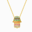 Load image into Gallery viewer, Multicolored Stone Hamsa Hand Necklace
