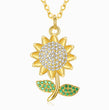 Load image into Gallery viewer, close up Jeweled Sunflower Gold Necklace on a white background

