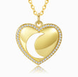 Load image into Gallery viewer, Moon and Heart Gold Necklace on a white background
