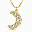 Load image into Gallery viewer, Crystal Moon Gold Plated Necklace on a white background
