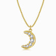 Load image into Gallery viewer, Crystal Moon Gold Necklace on a white background
