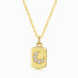 Load image into Gallery viewer, Jeweled Moon Gold Tag Necklace on a white background
